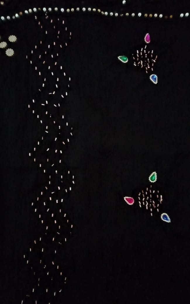 Royal Black pure crape silk