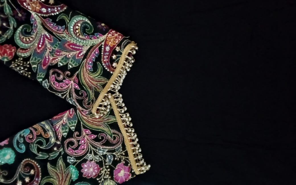 Royal Black pure crape silk